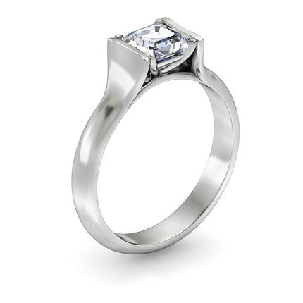 Jasmine Asscher Diamond Ring in 18kt White Gold AU - Main View