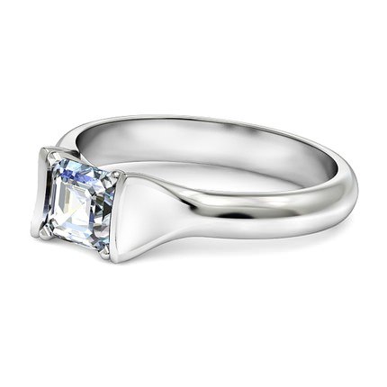 Jasmine Asscher Diamond Ring in 18kt White Gold AU - Side View