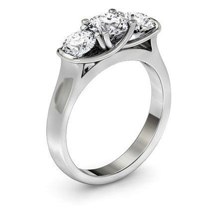 Camelia Round Brilliant Diamond Ring in 18kt White Gold AU - Main View