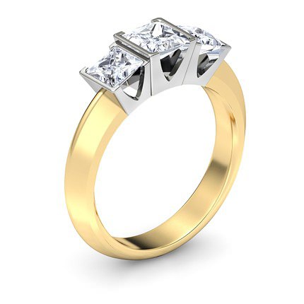 Trilogy Princess Diamond Ring in 18kt Yellow Gold AU - Main View
