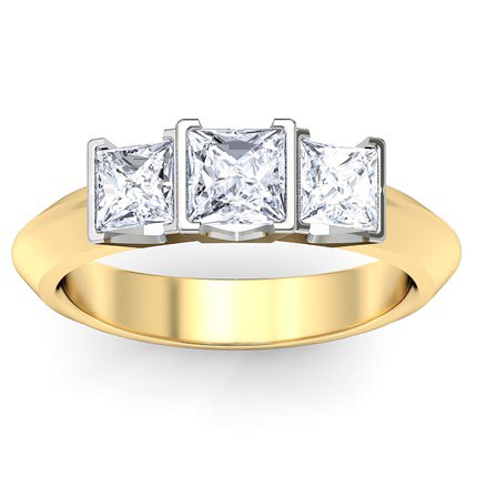 Trilogy Princess Diamond Ring in 18kt Yellow Gold AU