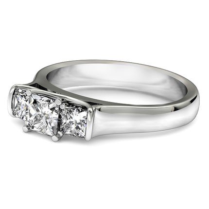 Dalila Princess Diamond Ring in Platinum 950 AU - Side View