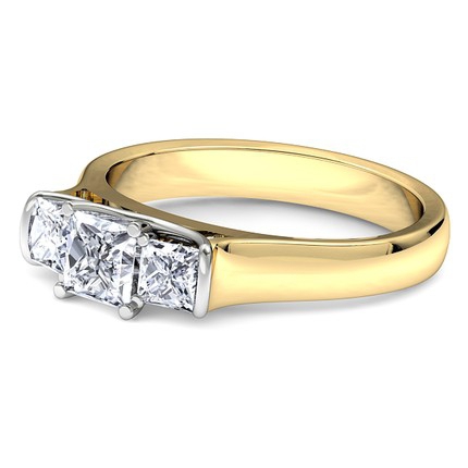 Dalila Princess Diamond Ring in 18kt Yellow Gold AU - Side View