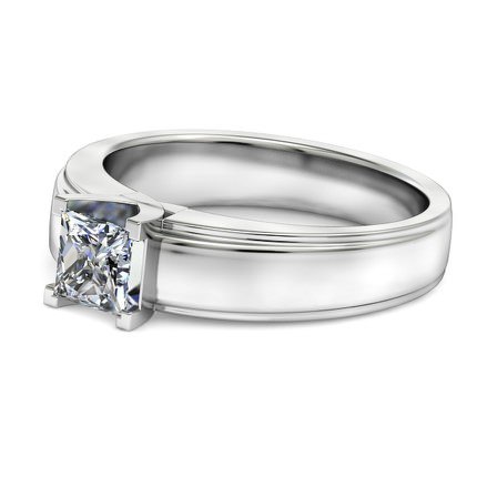 Isa Princess Diamond Ring in 18kt White Gold AU - Side View