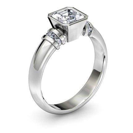 Alba Asscher Diamond Ring in 18kt White Gold AU - Main View