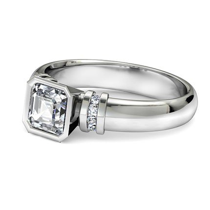 Alba Asscher Diamond Ring in 18kt White Gold AU - Side View