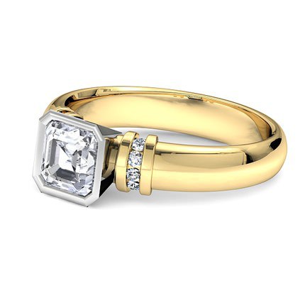 Alba Asscher Diamond Ring in 18kt Yellow Gold AU - Side View