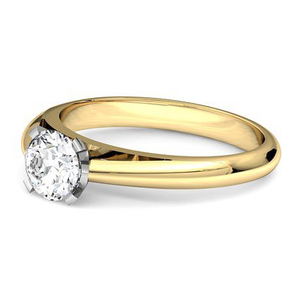 Tamara Round Brilliant Diamond Ring in 18kt Yellow Gold AU - Side View