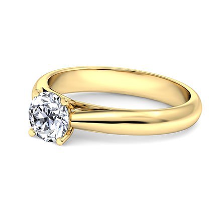 Talia Round Brilliant Diamond Ring in 18kt Yellow Gold AU - Side View