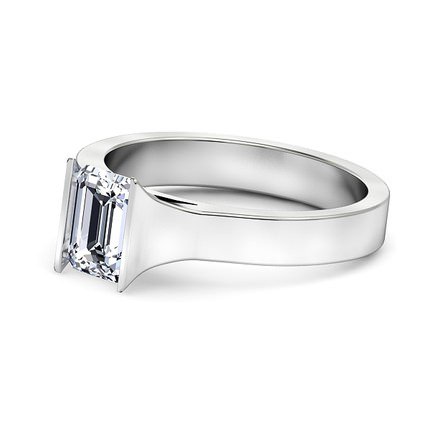 Argenta Emerald Diamond Ring in 18kt White Gold AU - Side View