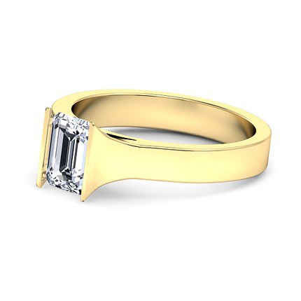 Argenta Emerald Diamond Ring in 18kt Yellow Gold & 18kt White Gold AU - Side View