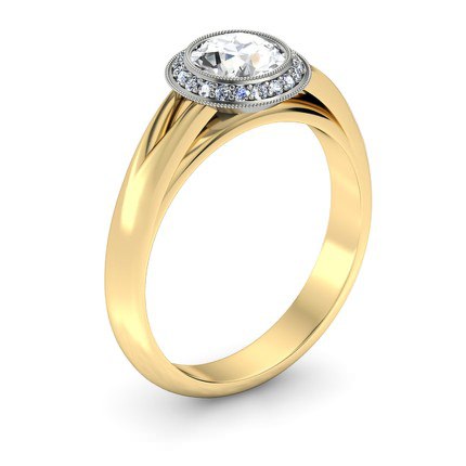 Angelica Round Brilliant Diamond Ring in 18kt Yellow Gold & 18kt White Gold AU - Main View