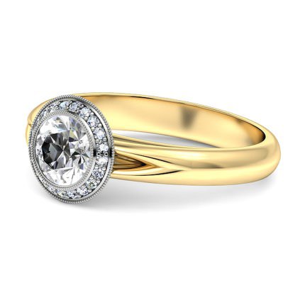 Angelica Round Brilliant Diamond Ring in 18kt Yellow Gold & 18kt White Gold AU - Side View