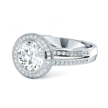 Essence Round Brilliant Diamond Ring in Platinum 950 AU - Side View