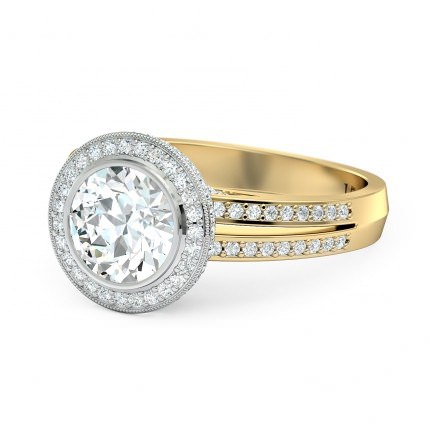 Essence Round Brilliant Diamond Ring in 18kt Yellow Gold AU - Side View