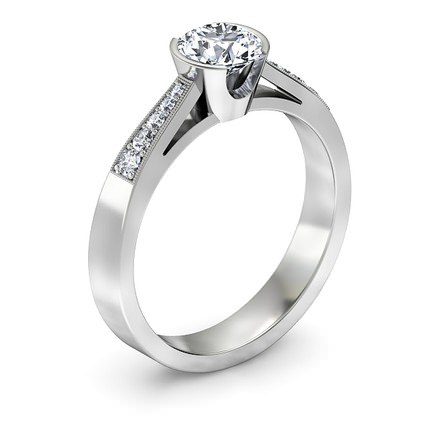 Adelina Round Brilliant Diamond Ring in 18kt White Gold AU - Main View