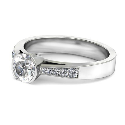 Adelina Round Brilliant Diamond Ring in 18kt White Gold AU - Side View