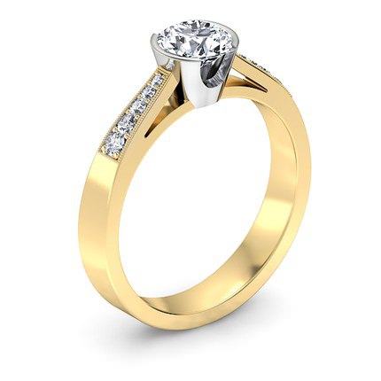 Adelina Round Brilliant Diamond Ring in 18kt Yellow Gold AU - Main View