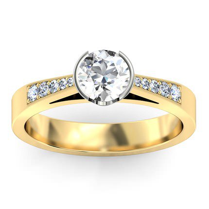 Adelina Round Brilliant Diamond Ring in 18kt Yellow Gold AU