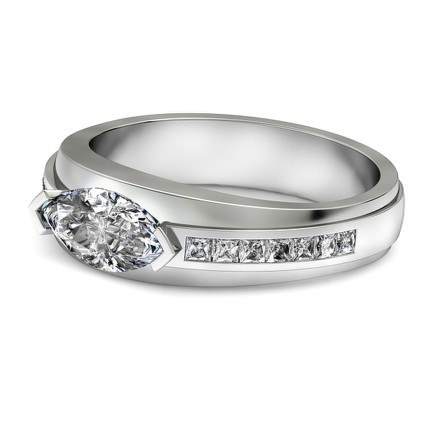 Oceana Marquise Diamond Ring in 18kt White Gold AU - Side View