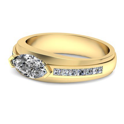 Oceana Marquise Diamond Ring in 18kt Yellow Gold AU - Side View