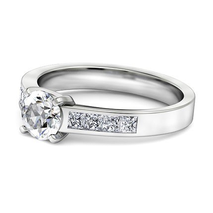 Fiorella Round Brilliant Diamond Ring in Platinum 950 AU - Side View