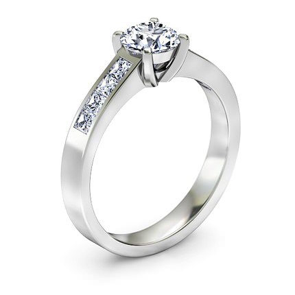 Fiorella Round Brilliant Diamond Ring in 18kt White Gold AU - Main View