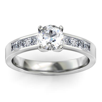 Fiorella Round Brilliant Diamond Ring in 18kt White Gold AU