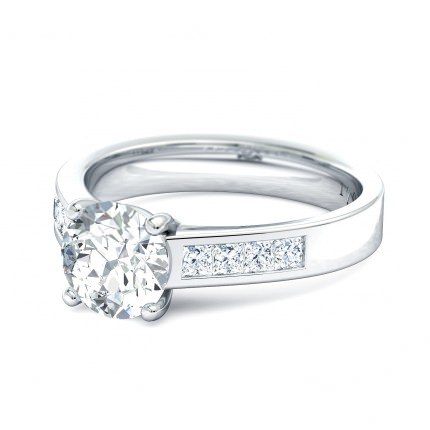 Fiorella Round Brilliant Diamond Ring in Platinum 950 AU - Side View
