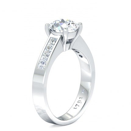 Fiorella Round Brilliant Diamond Ring in 18kt White Gold AU - Main View
