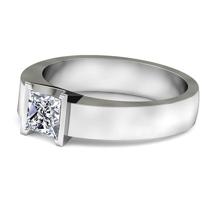 La Lucia Princess Diamond Ring in 18kt White Gold AU - Side View