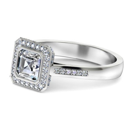 Imilia Asscher Diamond Ring in Platinum 950 AU - Side View