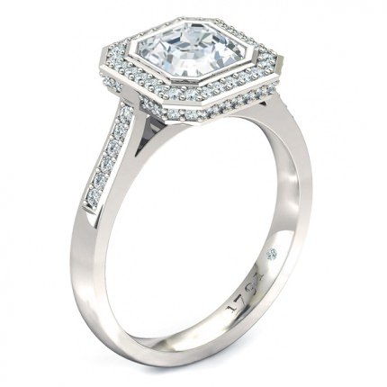 Imilia Asscher Diamond Ring in 18kt White Gold AU - Main View