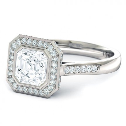 Imilia Asscher Diamond Ring in 18kt White Gold AU - Side View