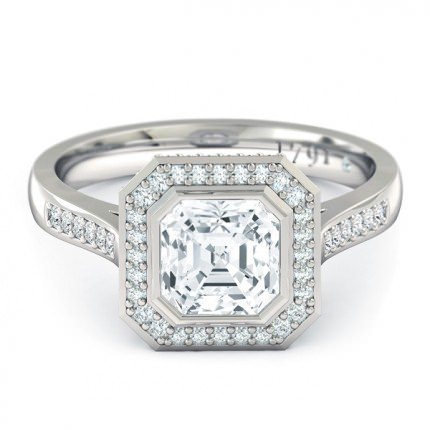 Imilia Asscher Diamond Ring in 18kt White Gold AU