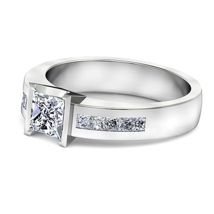 Quadrata Princess Diamond Ring in Platinum 950 AU - Side View