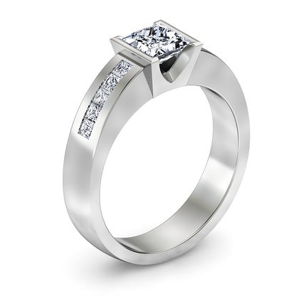 Quadrata Princess Diamond Ring in 18kt White Gold AU - Main View