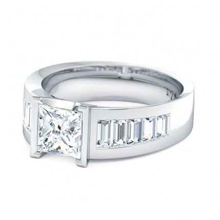 Quadrata Princess Diamond Ring in Platinum 950 AU - Side View