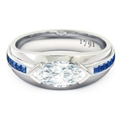 Deep Blue Marquise Diamond Ring in 18kt White Gold