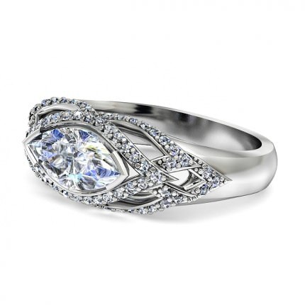 Aura Marquise Diamond Ring in Platinum 950 AU - Side View