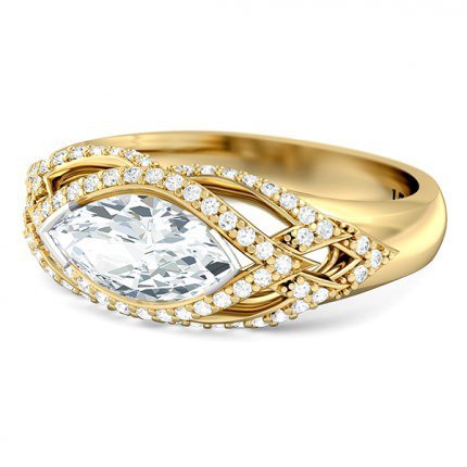 Aura Marquise Diamond Ring in 18kt Yellow Gold AU - Side View