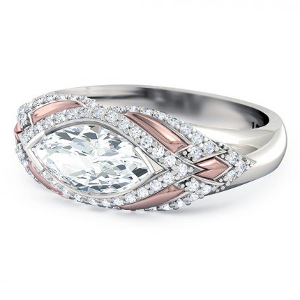 Nekite Marquise Diamond Ring in Platinum & 18kt Rose Gold AU - Side View