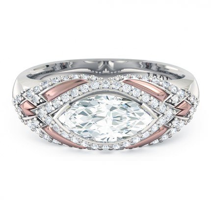 Nekite Marquise Diamond Ring in Platinum & 18kt Rose Gold AU