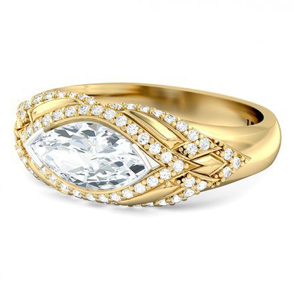 Nekite Marquise Diamond Ring in 18kt Yellow Gold AU - Side View