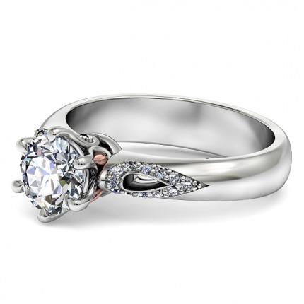 Petalo Round Brilliant Diamond Ring in Platinum 950 AU - Side View