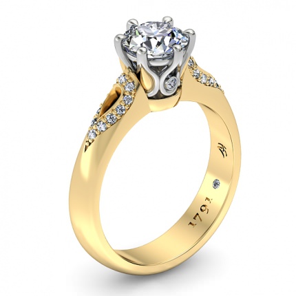 Petalo Round Brilliant Diamond Ring in 18kt Yellow Gold AU - Main View