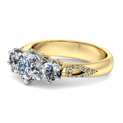 Sofia Round Brilliant Diamond Ring in 18kt Yellow Gold AU - Side View