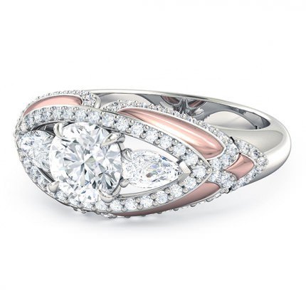 Isla Round Brilliant Diamond Ring in Platinum & 18kt Rose Gold AU - Side View