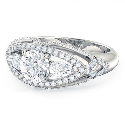 Freja Round Brilliant Diamond Ring in Platinum 950 AU - Side View