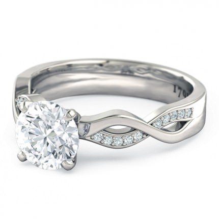 Felicita Round Brilliant Engagement Ring in 18kt White Gold AU - Side View